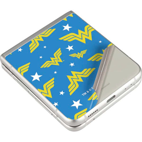 DC Comics Wonder Woman Logo Pattern Galaxy Z Flip3 5G Skin